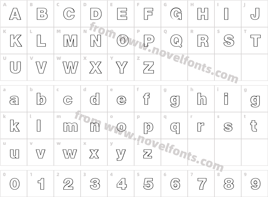 Helv Nue OutlineCharacter Map
