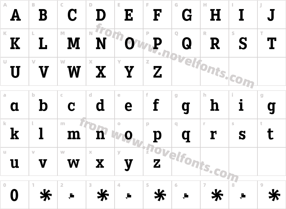 Heptal BoldCharacter Map