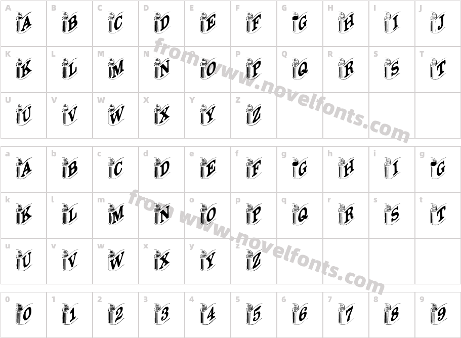 Heraldic RegularSWFTECharacter Map