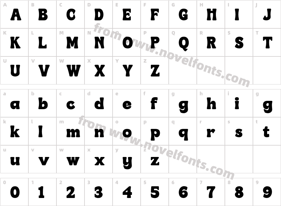 Heroline ( Demo Font) RegularCharacter Map