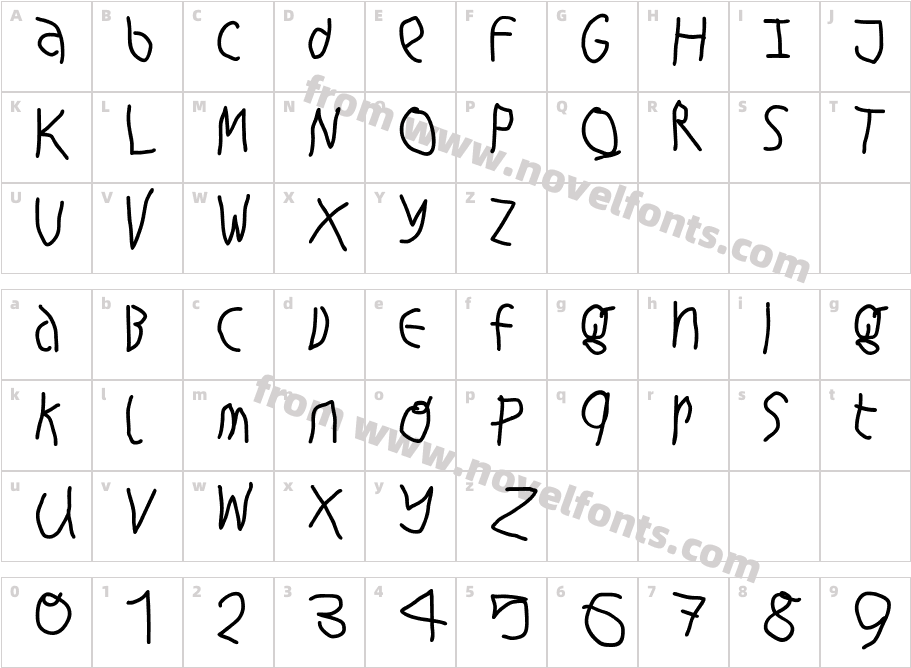 Hingehudelt BoldCharacter Map
