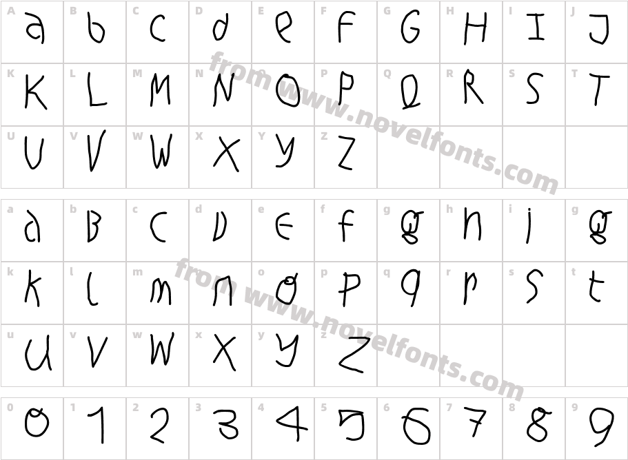 Hingehudelt MediumCharacter Map