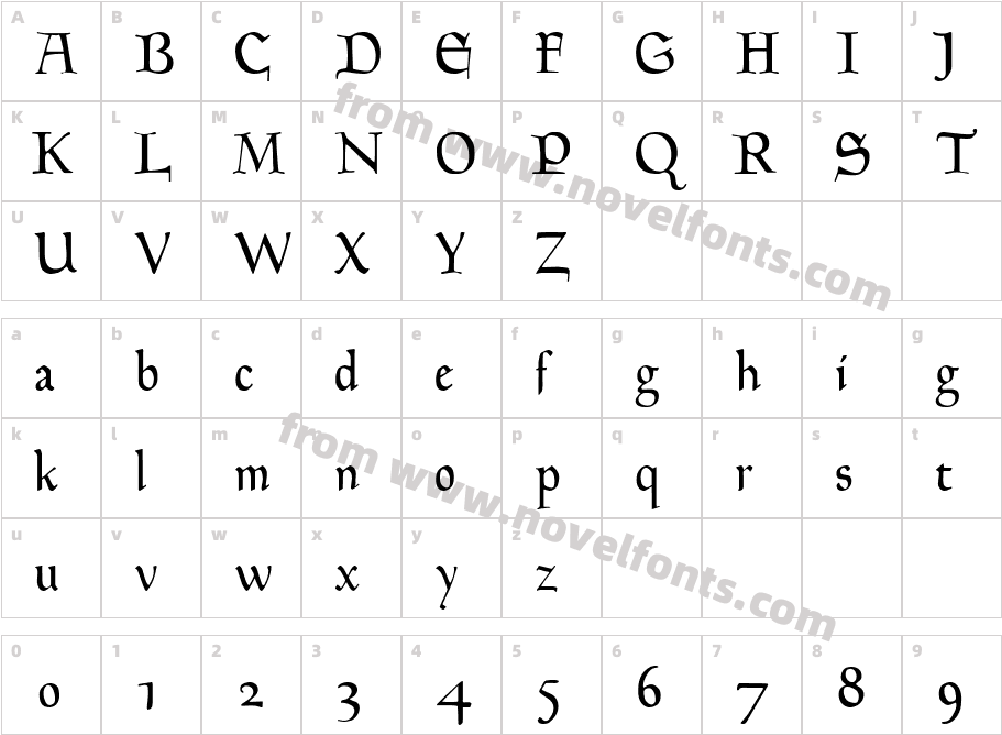 Hingham Text NormalCharacter Map