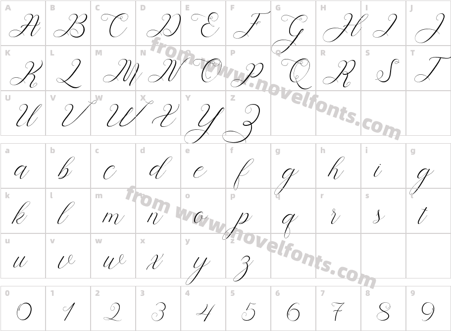 Holland Script RegularCharacter Map
