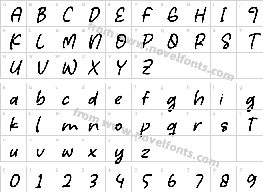 Honestie Papermint ItalicCharacter Map