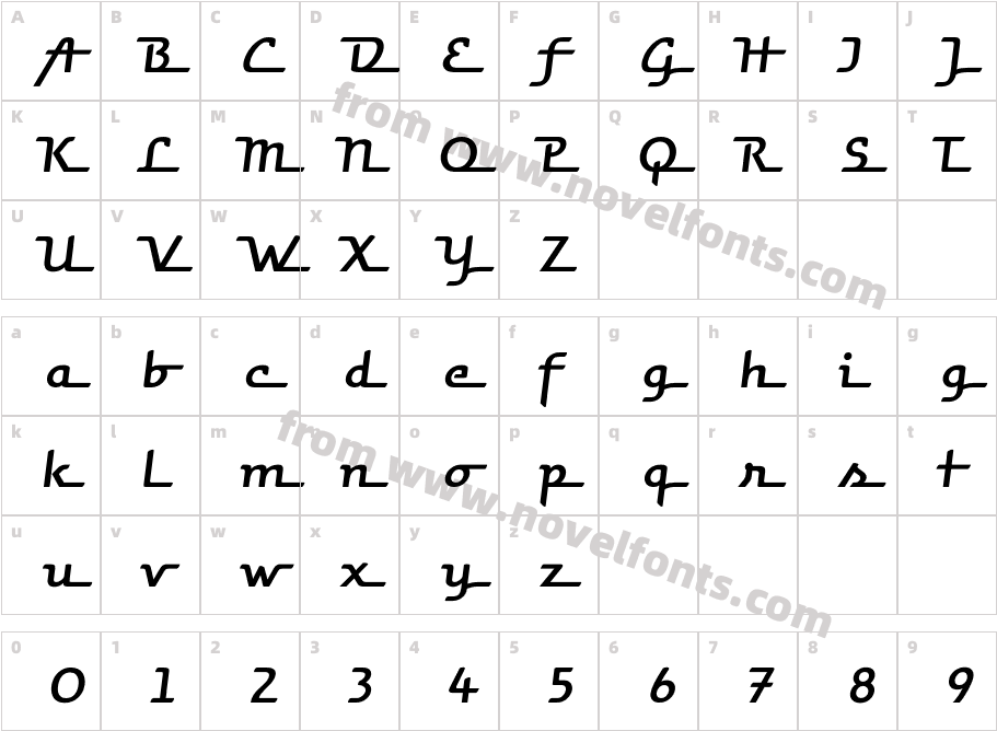 Hooptie Script ItalicCharacter Map