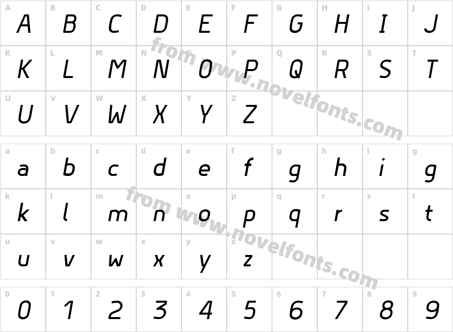 Hyperjump Bold ObliqueCharacter Map