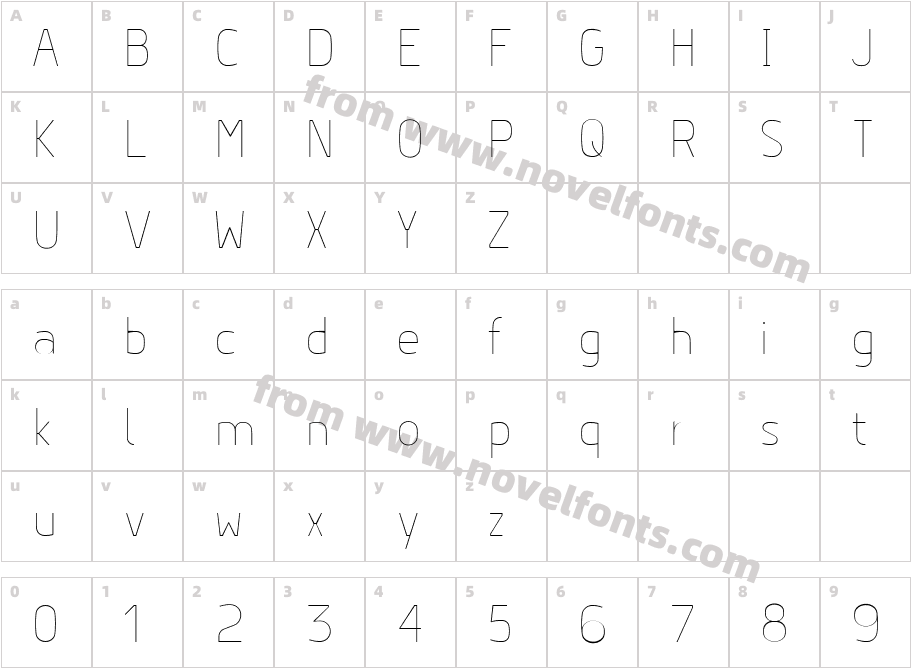 Hyperjump HairlineCharacter Map