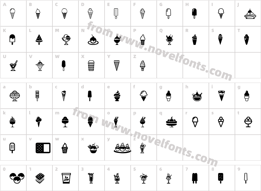Ice Cream IconsCharacter Map