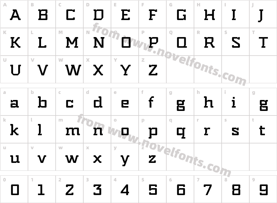Indento Regular 6Character Map
