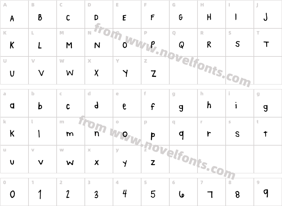 KaesHandwritingCharacter Map