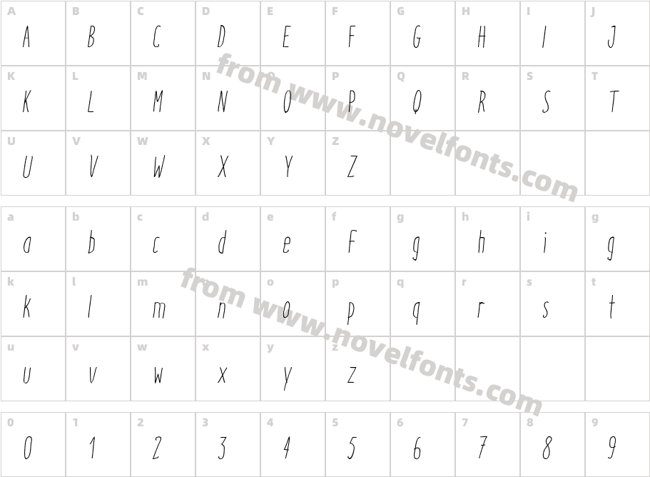 Italo Light ItalicCharacter Map