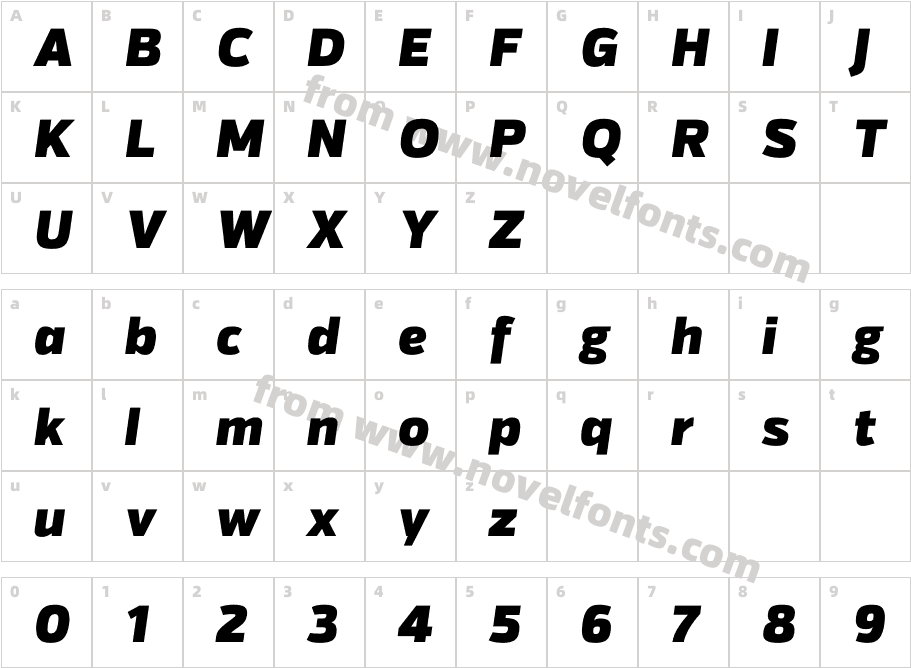 Itoya Black ItalicCharacter Map