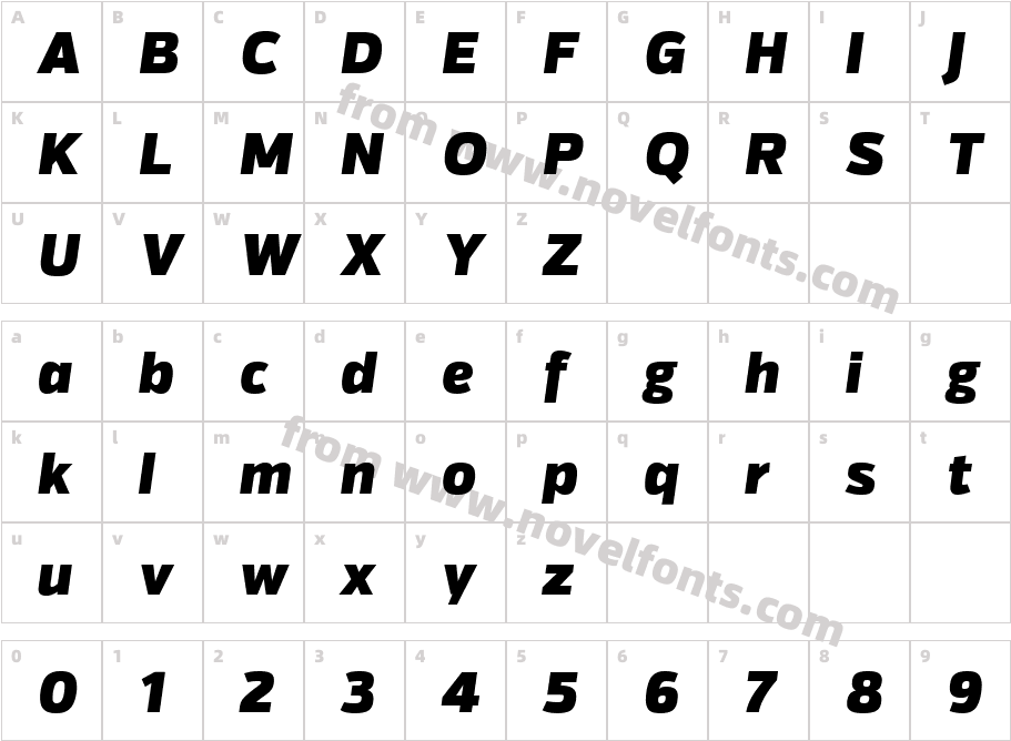 Itoya Black ItalicCharacter Map