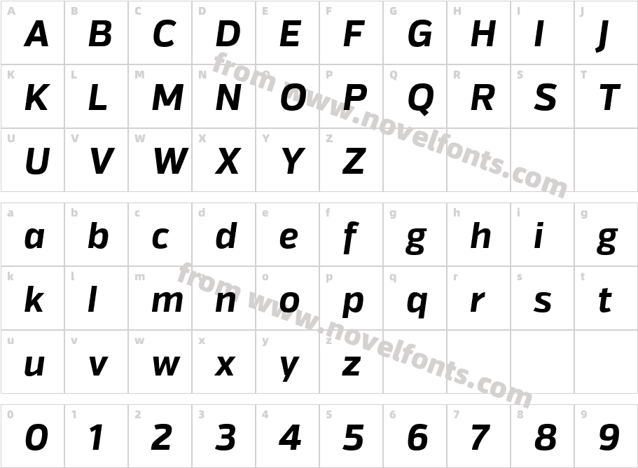 Itoya Bold ItalicCharacter Map
