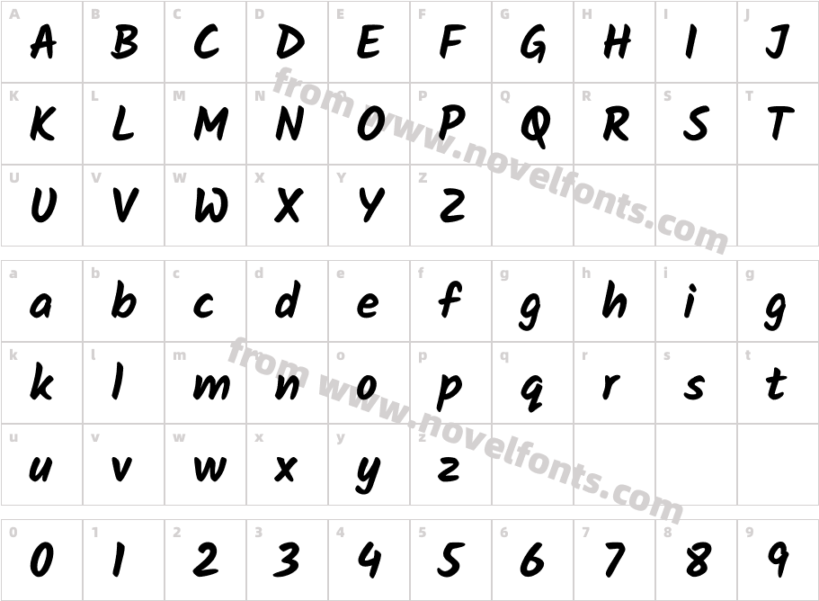 Kalam BoldCharacter Map