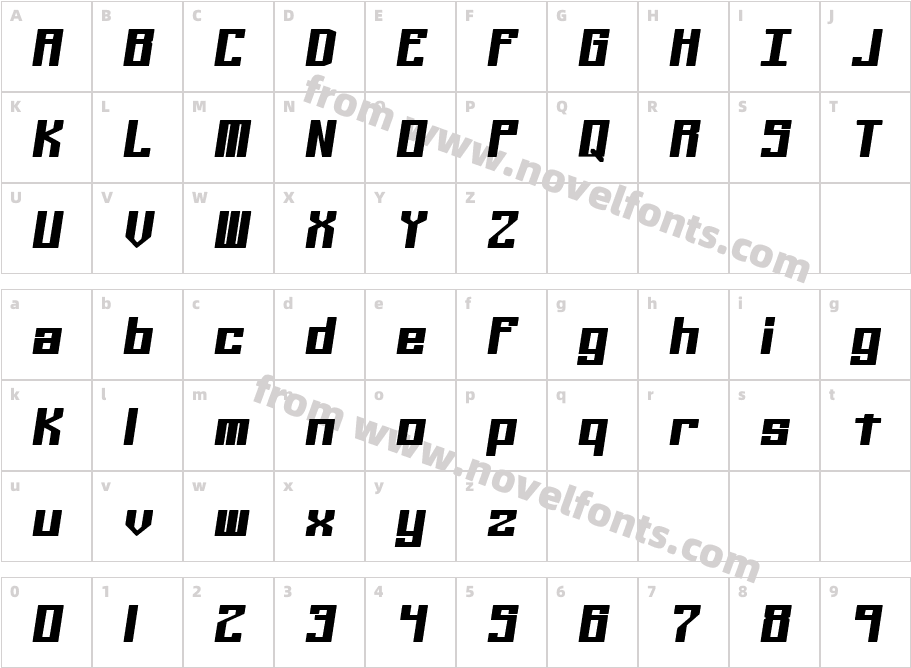 Kaliber Solid (BRK)Character Map