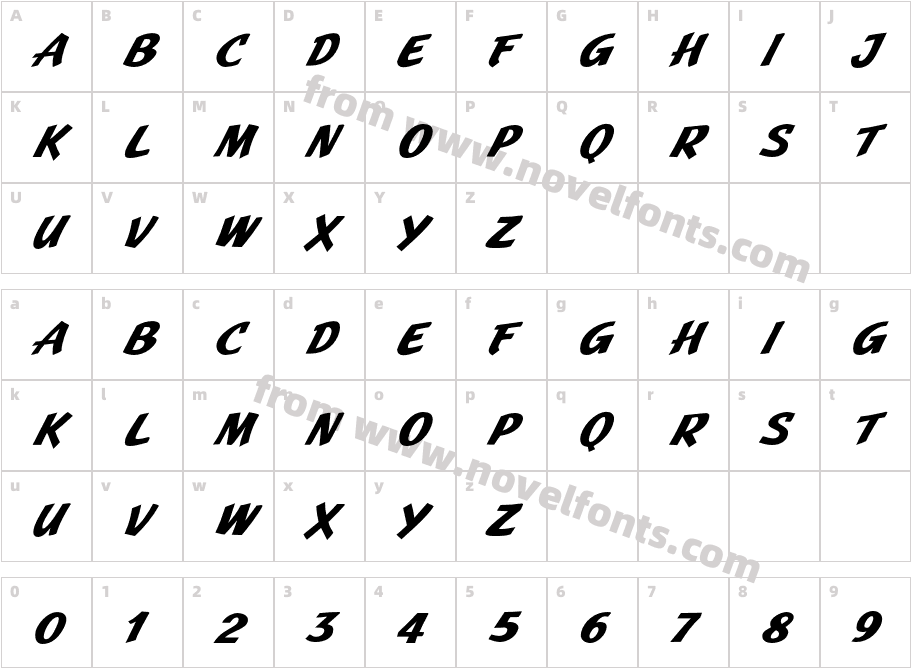 JMH Pulp Paperback Bold ItalicCharacter Map