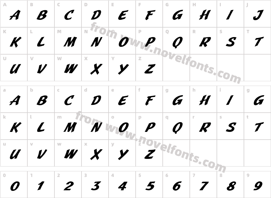 JMH Pulp Paperback Bold ItalicCharacter Map