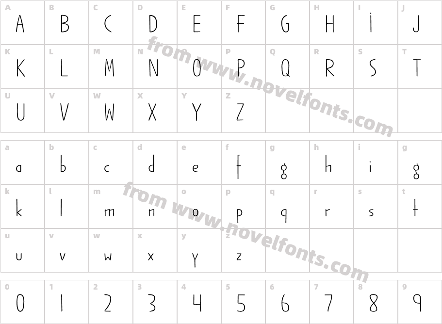 Jabana Alt Extra Wide Light RegularCharacter Map
