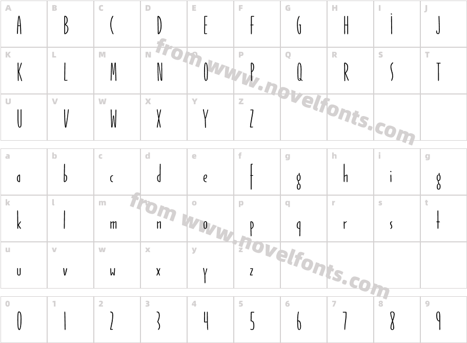 Jabana Alt Light RegularCharacter Map