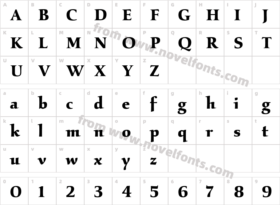 Kallos ITC BoldCharacter Map