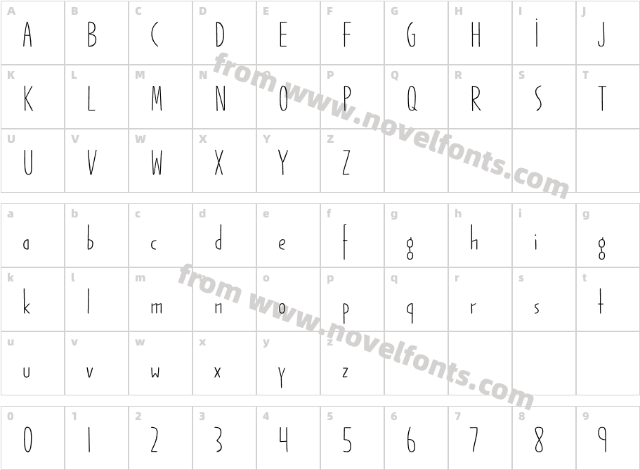 Jabana Alt Wide Thin RegularCharacter Map