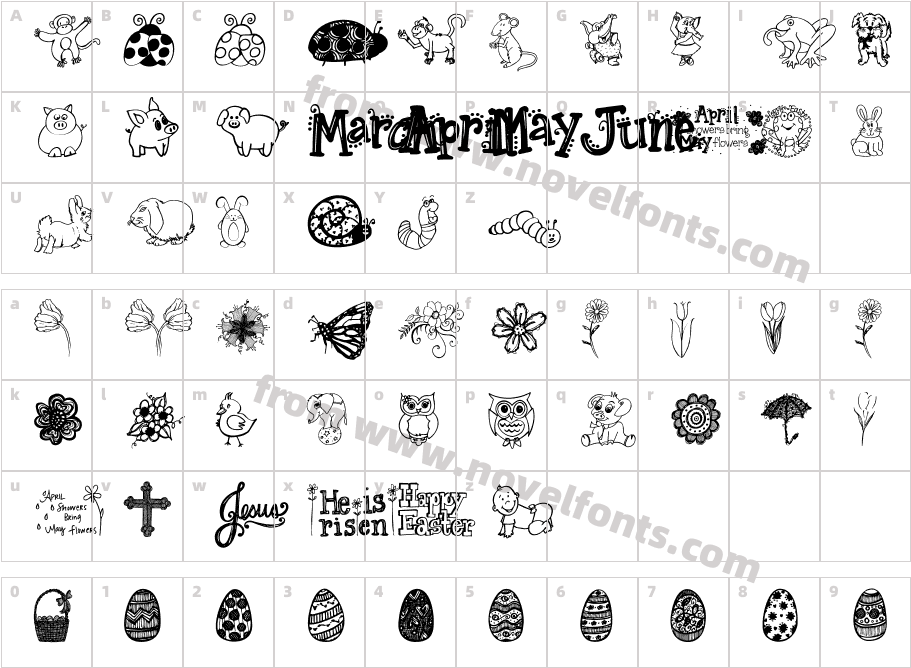 Janda Spring DoodlesCharacter Map