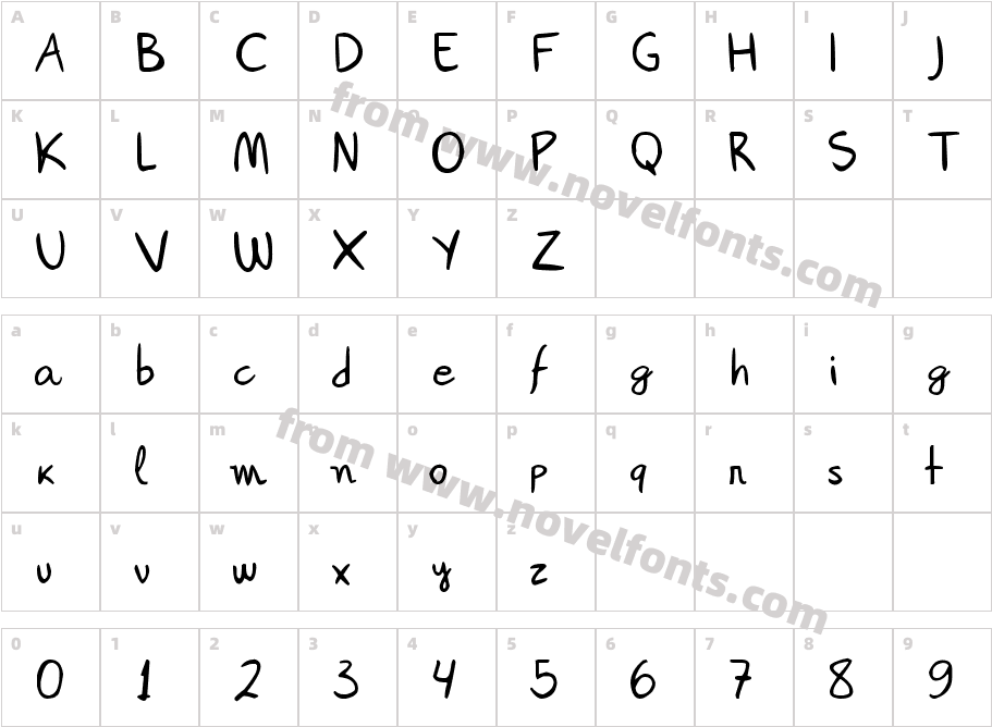 Janepix HandwritingCharacter Map
