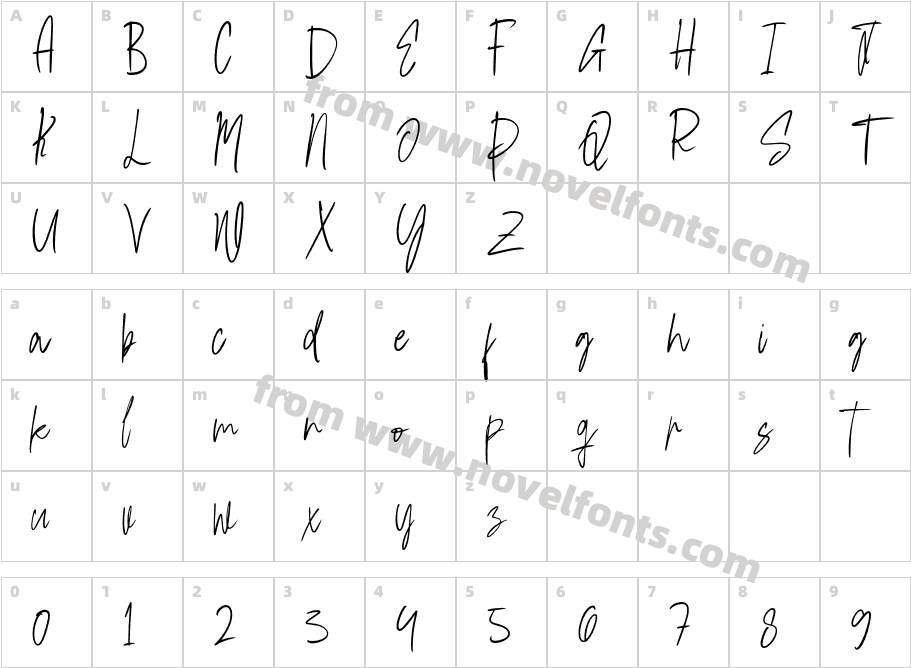 Jesdial Signature RegularCharacter Map