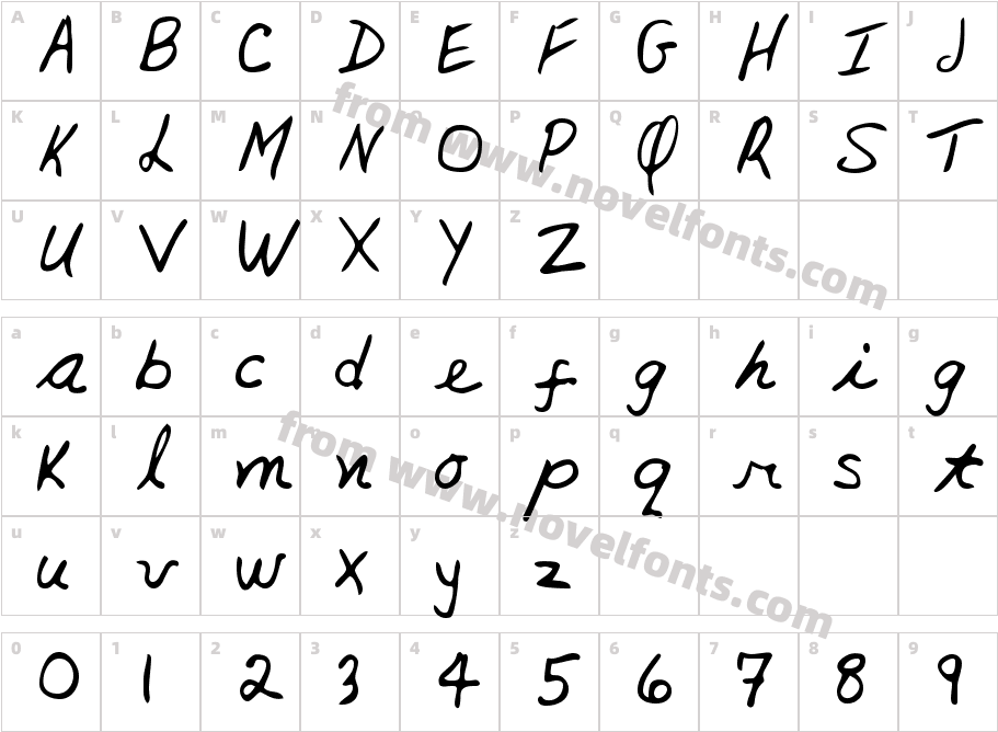 Joddie Hand RegularCharacter Map