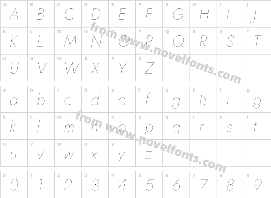 Jost-100-HairlineItalicCharacter Map