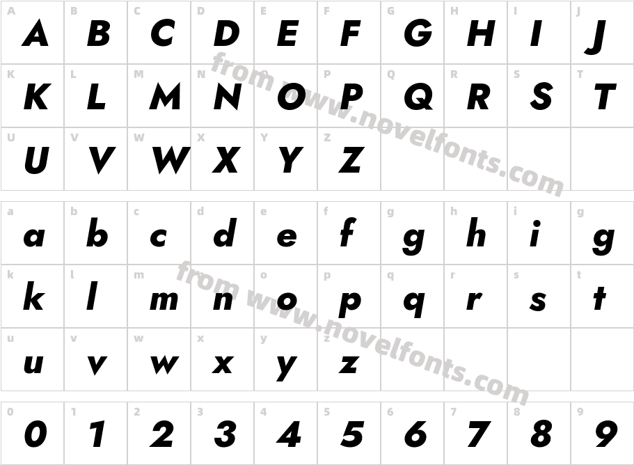 Jost-800-HeavyItalicCharacter Map