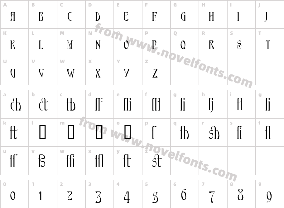 Ambrosia LigatureCharacter Map