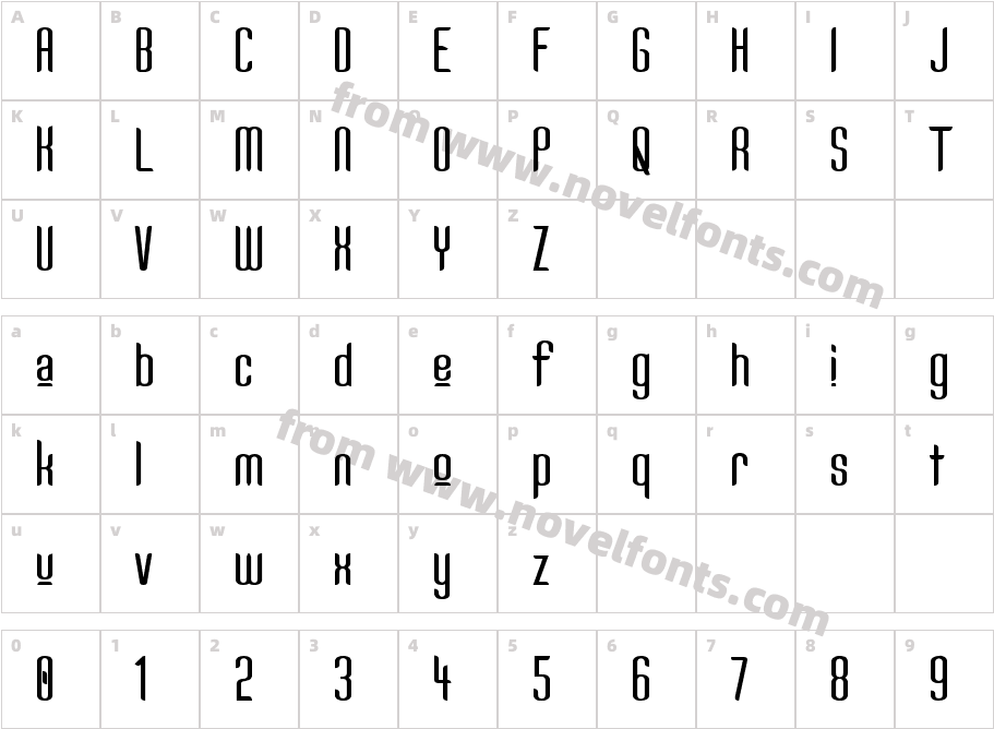 Kandide UpperCharacter Map