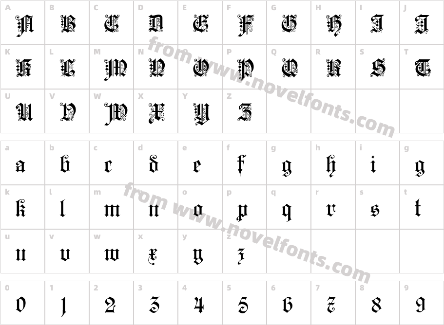 Kaiser Gothic RegularCharacter Map
