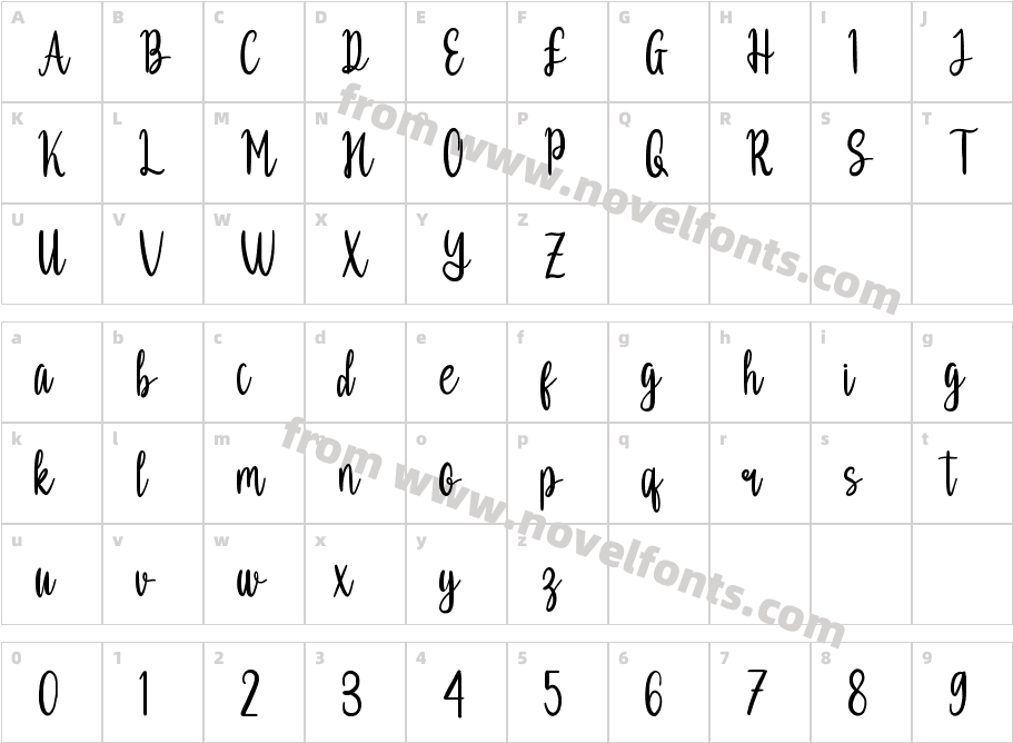 KanesiaRegularCharacter Map