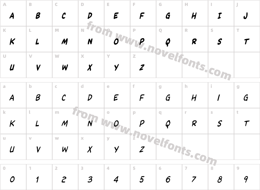 Kangaroo Court Condensed ItalCharacter Map