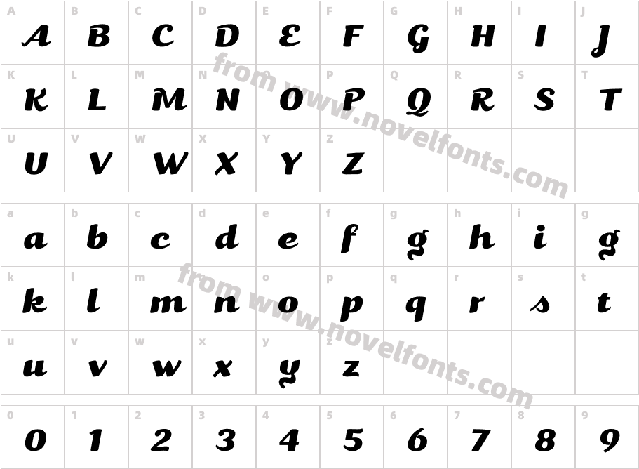 Kari Pro ItalicCharacter Map