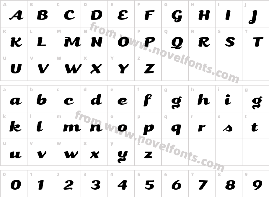 Kari Pro Wide ItalicCharacter Map