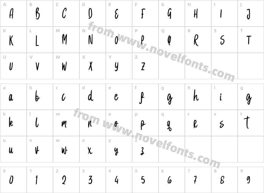 Karlostine FontCharacter Map