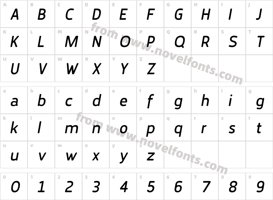 Karlsen Round Medium italicCharacter Map