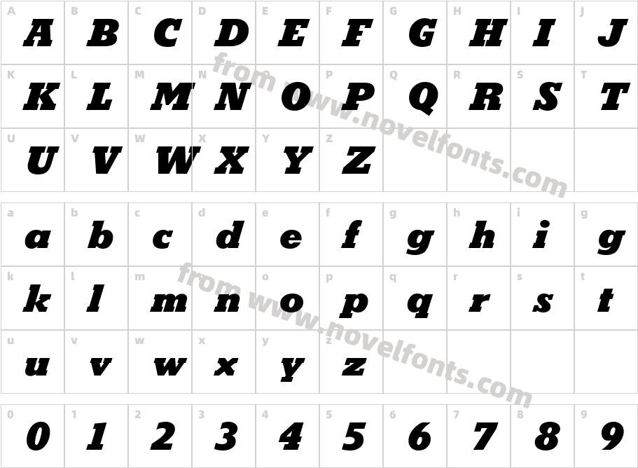 Karnak Pro Black ItalicCharacter Map