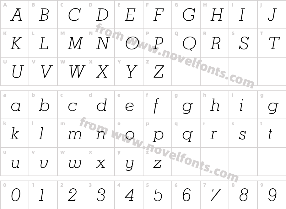 Karnak Pro Light ItalicCharacter Map