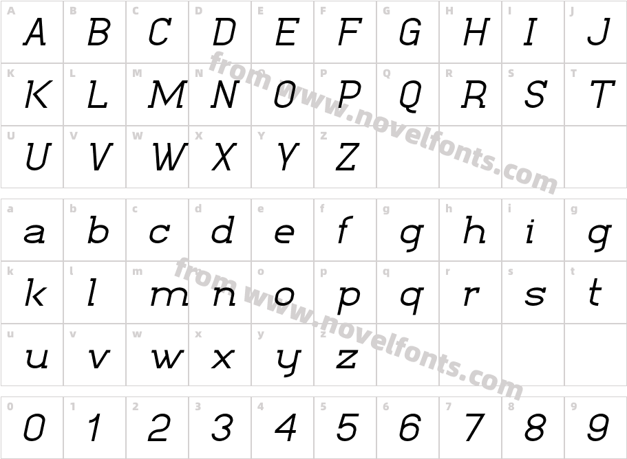 Kathleen Serif ItalicCharacter Map