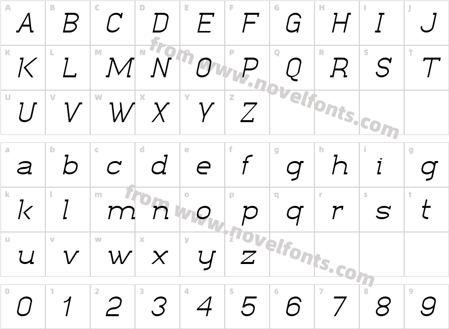 Kathleen Serif Light ItalicCharacter Map