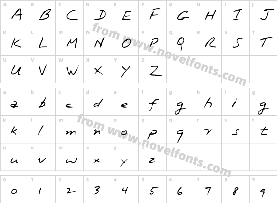 Kenneths Hand RegularCharacter Map