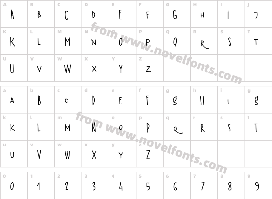 Kermel regularCharacter Map
