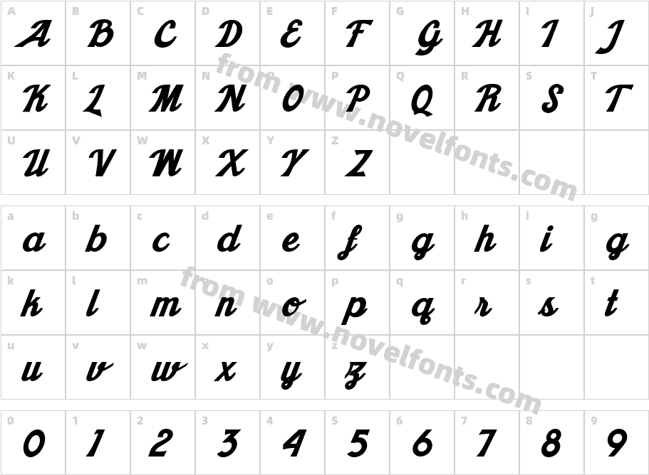 Khadija Bold ItalicCharacter Map