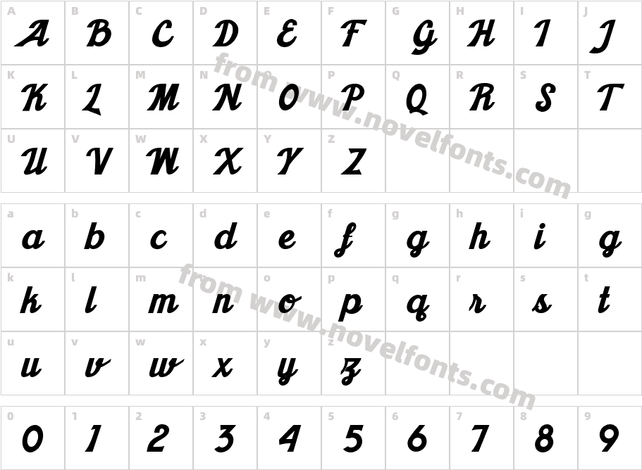 Khadija BoldCharacter Map
